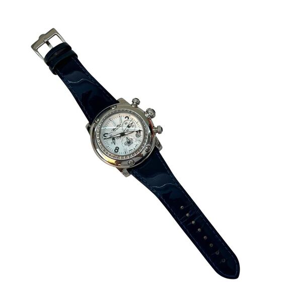 Glam Rock Midsize Miami Diamond Watch 11102D Stainless Steel Navy Patent Strap - Picture 4 of 8